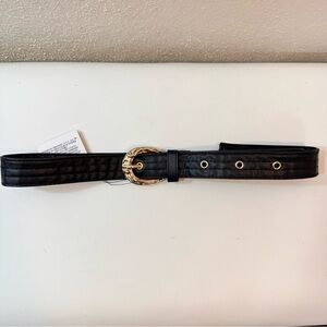 Zara Faux Leather Belt in Black and Gold Buckle